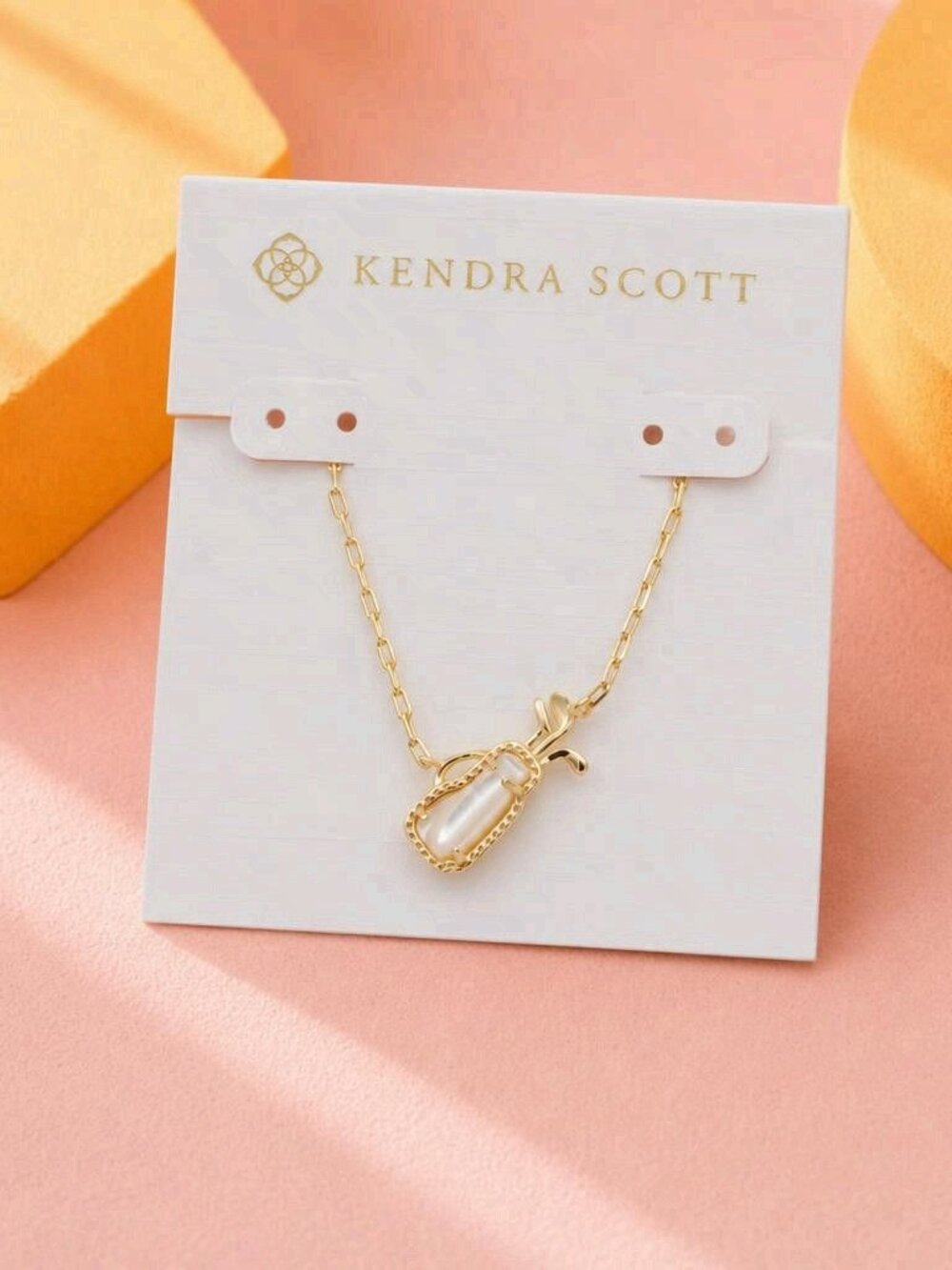 Kendra Scott Golf Gold Ivory Mother-of-Pearl Pendant Necklace